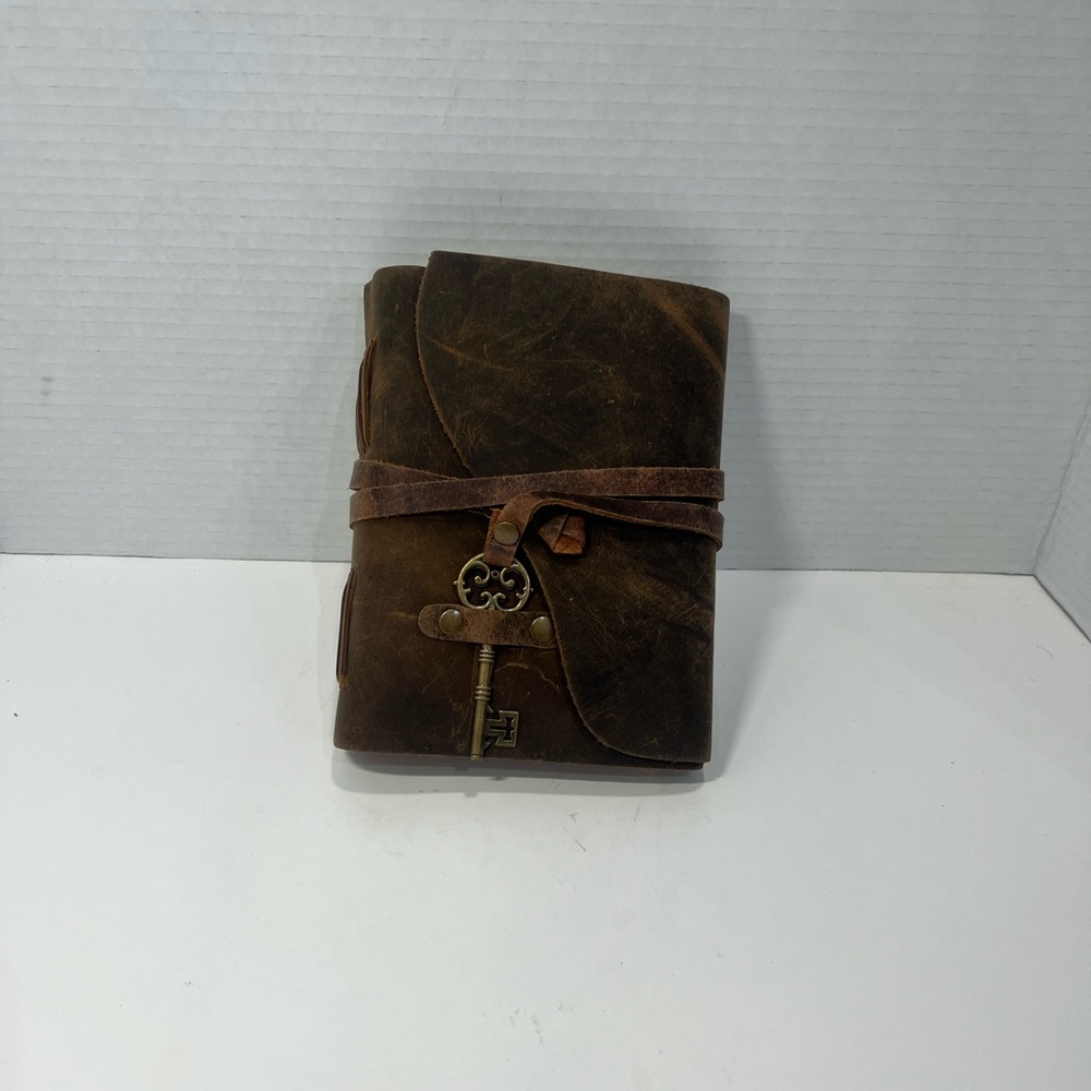 Handcrafted Brown Leather Journal with Key Closure